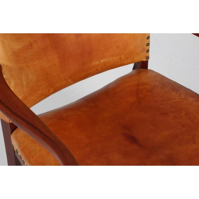 Metal Polexim Armchair in Patinated Nature Leather by Kaare Klint, 1940s For Sale - Image 7 of 11