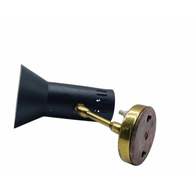 1950s Black Metal and Brass Wall Lamp from Stilnovo, Italy, 1950s For Sale - Image 5 of 11