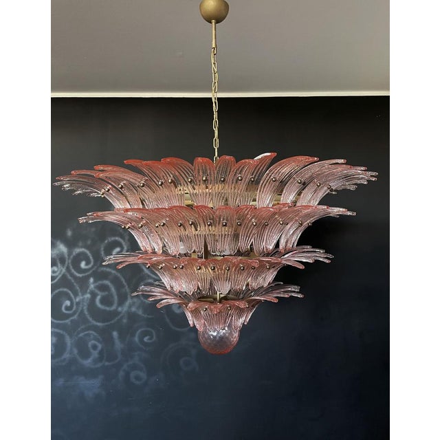 Palmette Ceiling Light with Four Levels and Pink Glasses For Sale - Image 12 of 18
