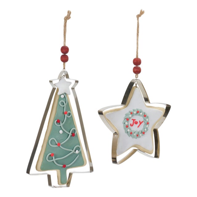 Tree and Star Cookie Cutter Ornament (Set of 12) For Sale