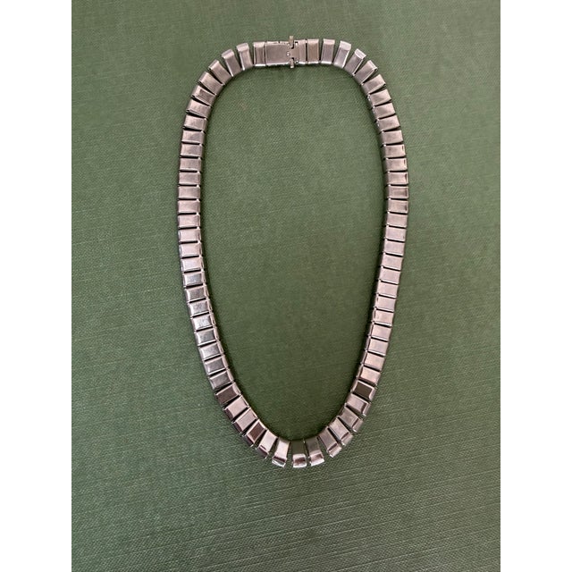 Silver Art Deco 1930’s Square Cut Crystal Line Chain Tennis Necklace For Sale - Image 8 of 8