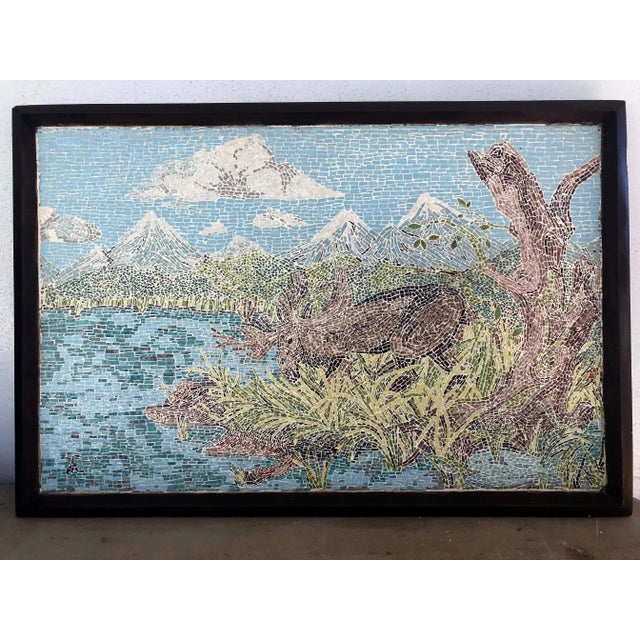 1950s Large American Alaskan Landscape Features Moose Micromosaic Panel For Sale - Image 12 of 12