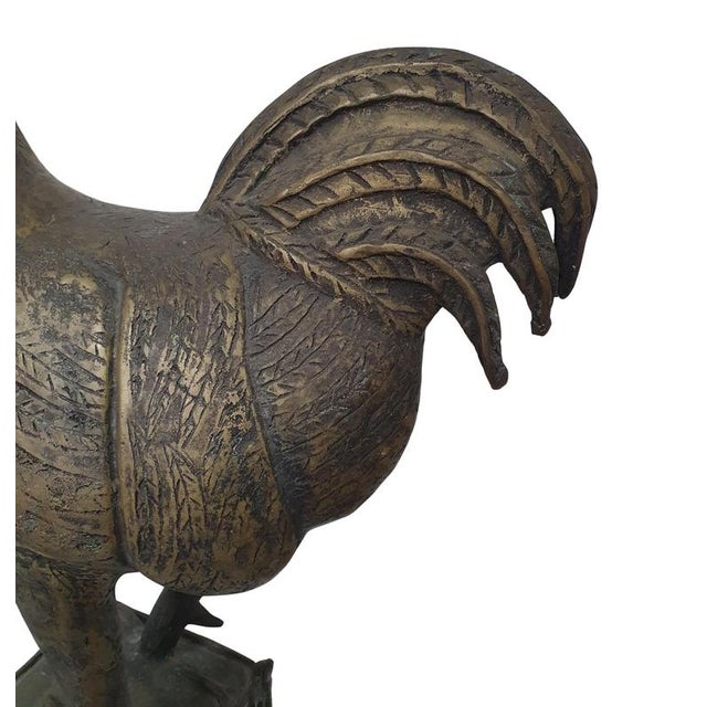 Large Bronze Brass African Benin Rooster For Sale - Image 5 of 7