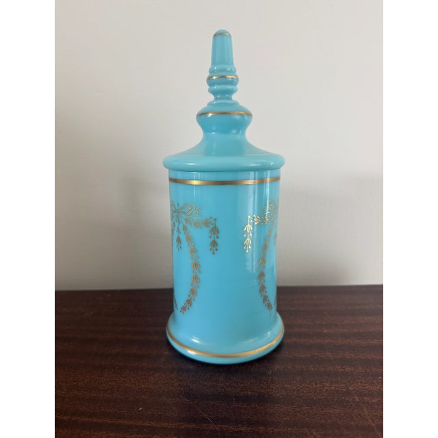 Portieux Vallerysthal Early 20th Century Portieux Vallerysthal Blue Opaline Bottle For Sale - Image 4 of 10