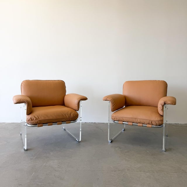 Mid-Century Modern Vintage 1970s Pace Collection Argenta Lounge Chairs | Mid-Century Modern Chrome & Lucite Chairs Unsigned For Sale - Image 3 of 14
