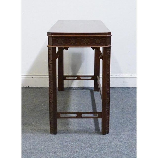 Hickory Chair Banded Mahogany Traditional Chippendale 51" Accent Sofa Table W. Two Benches 150-10 For Sale - Image 9 of 13
