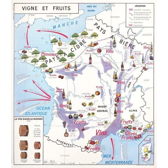 French Wine, Beer & Cider Map Chairish