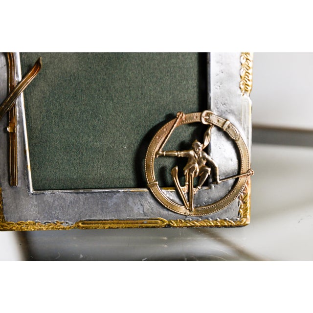Vintage Pewter Picture Frame Alpine Skiing Winter Decoration 5x7" For Sale - Image 4 of 10