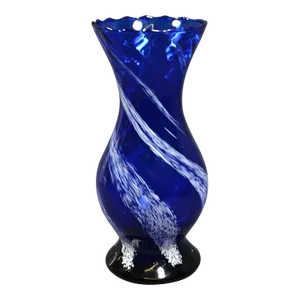 1970s Murano Blue Glass Baluster Vase With Iattimo Decoration, Signed