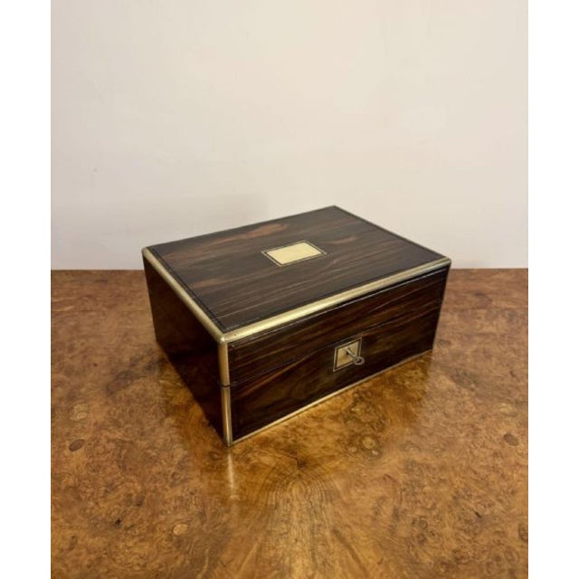Antique Brass and Coromandel Vanity Box, 1860, Set of 7 For Sale - Image 3 of 7
