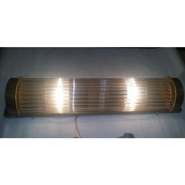 Vintage Art Deco Skyscraper Rod Ship Light Wall Sconces Fixture in Brass & Glass - a Pair For Sale - Image 6 of 8