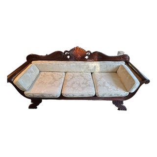 Vintage 1920s Era Cane Antique Couch With Cushions For Sale