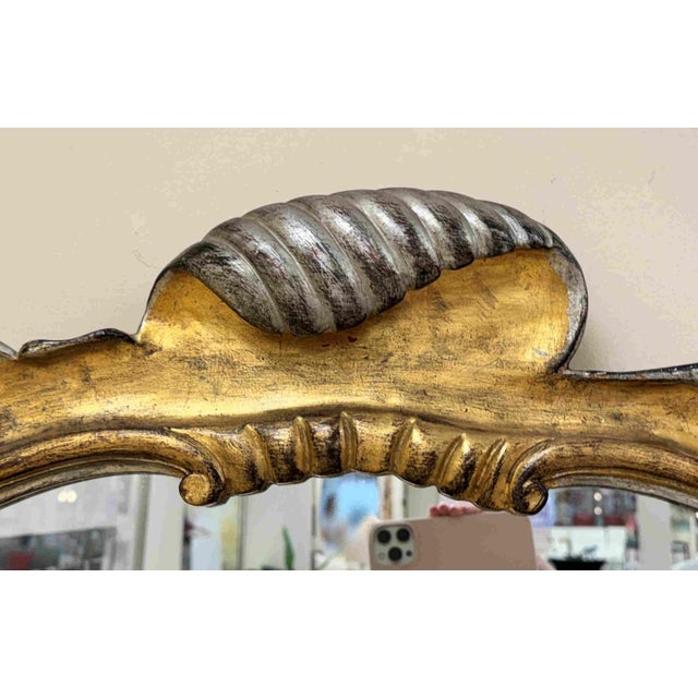 Mid 20th Century Hollywood Regency Carved Giltwood Mirror Attr to Dorothy Draper For Sale - Image 5 of 9