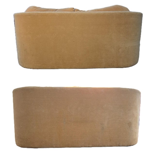 Pair of 1980s John Mascheroni for Swaim Postmodern Curved Back Playpen Style Love Seats For Sale - Image 9 of 16