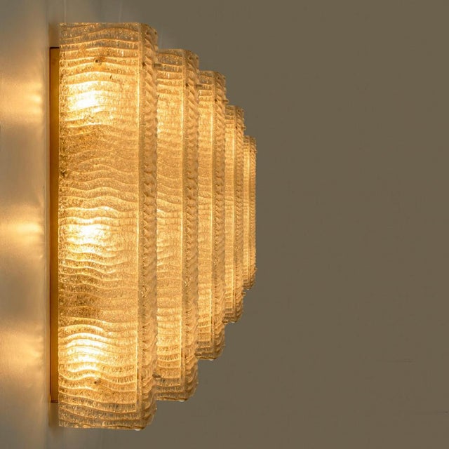 Structured Glass and Brass Wall Light from Kaiser, 1960s For Sale - Image 6 of 18