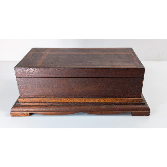 Early 20th Century Early 20th Century Folk Art Inlaid Wood Dresser Box With Alligator Surface For Sale - Image 5 of 14