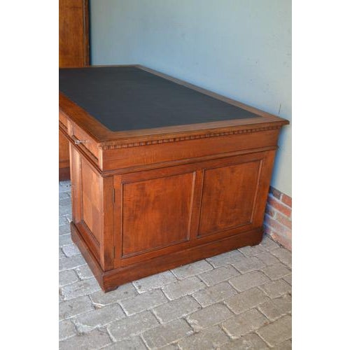 Wood Antique Mahogany Partner Desk For Sale - Image 7 of 10