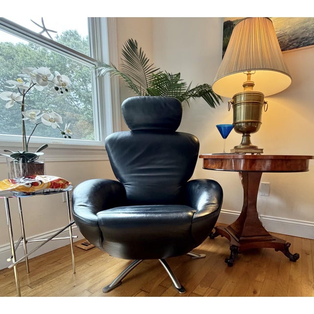 Black Leather Swivel Recliner Lounge Chair by Toshiyuki Kita for Cassina, Made in Italy For Sale - Image 14 of 18