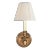Visual Comfort Signature French Single Sconce in Hand-Rubbed Antique Brass with Linen Shade For Sale