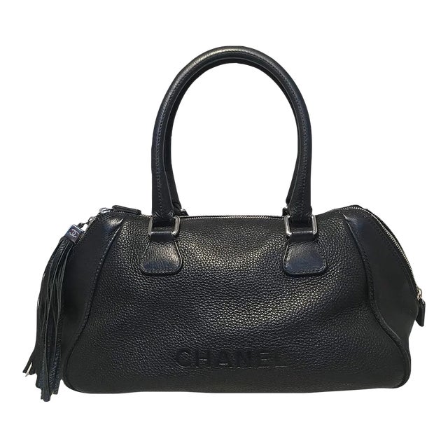 Chanel Lax Black Leather Tassel Bag For Sale
