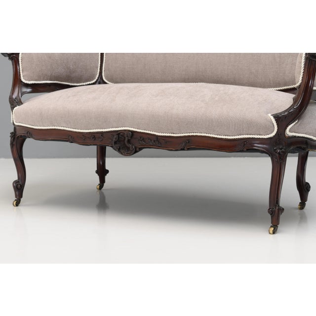 Rococo Fabric & Rosewood Sofa, 1890s For Sale - Image 3 of 8