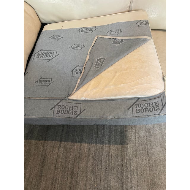 Animal Skin Roche Bobois Italian Leather Sofa – Cream Natural Leather – Made in Italy For Sale - Image 7 of 10