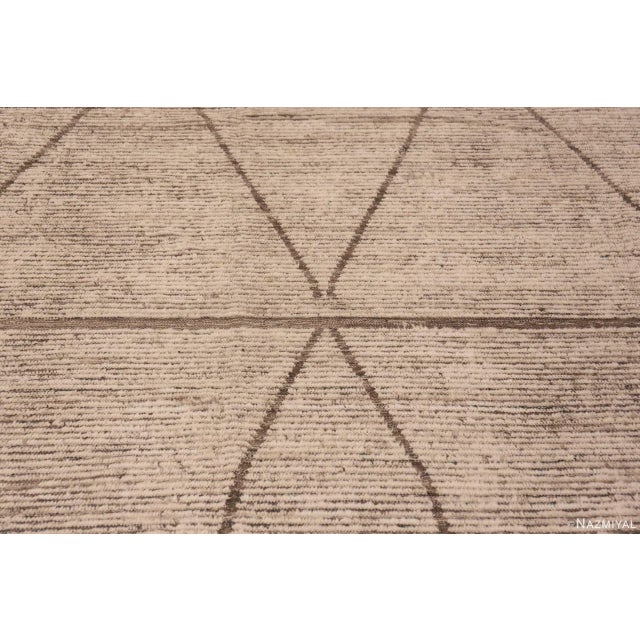 Neutral Cream Brown Color Tribal Design Modern Area Rug For Sale - Image 4 of 7