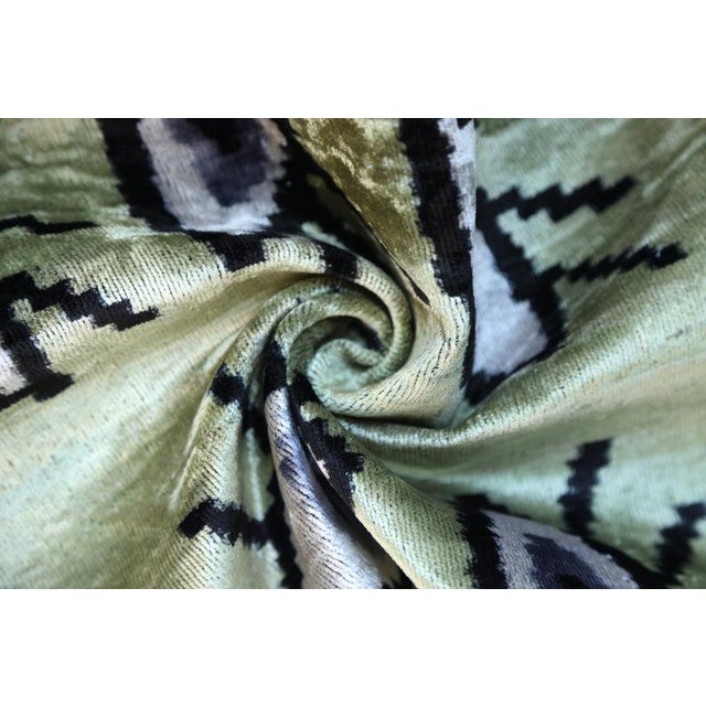 Handmade Evil Eye Silk Velvet Pillow – 16x16 Green & Black Cushion For Sale In San Francisco - Image 6 of 8