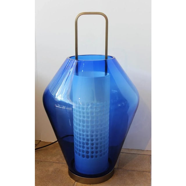 Barovier & Toso Barovier & Toso - Blue Lanterna Lamp by Barovier & Toso For Sale - Image 4 of 5