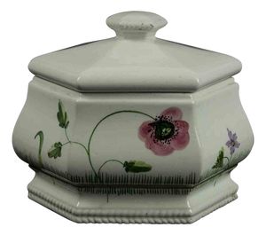 Mid-Century Handmade Floral Ceramic Soup Bowl, Italy