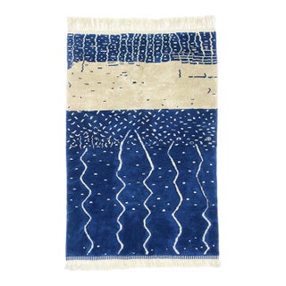 Abstract Hand-Knotted Moroccan Wool Rug | 9'3" X 5'11" | One of a Kind For Sale