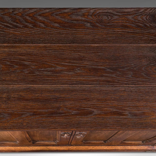 Large Antique Dresser Base, English, Oak, Gothic Revival, Window Seat, Victorian For Sale - Image 9 of 12