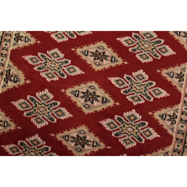 Bokhara Jaldar Rug 2’7” X 4’3” Red Wool Tribal Hand-Knotted Oriental Carpet For Sale - Image 4 of 11