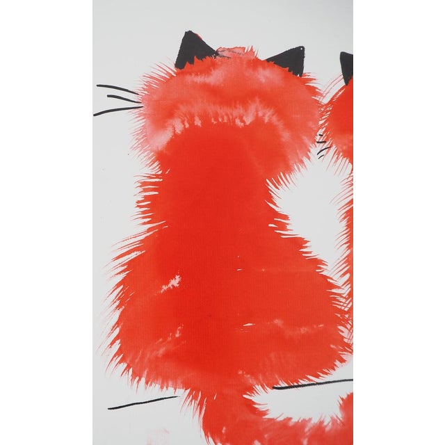 Laszlo Tibay (1962) Couple of Cats Original ink and wash drawing Signed lower right Authenticated by the artist's stamp On...