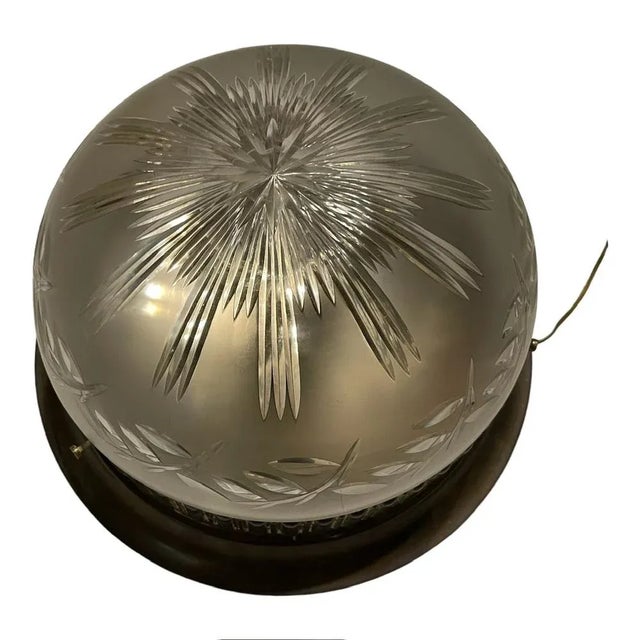 Vintage Bronze Ceiling Lamp with Cut Crystal Shade, 1960s For Sale - Image 10 of 11
