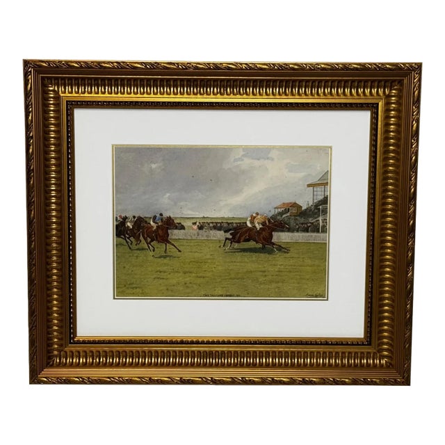 Edwardian Sporting Watercolour by Isaac James Cullin (1859–1942) the 1910 Two Thousand Guineas, Newmarket Neil Gow’s Classic Victory – Signed & Dated For Sale