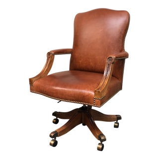 Custom Cognac Leather Executive Chair For Sale