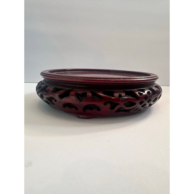 Blue Chinese Cloisonné Ginger Jar on Carved Wood Stand For Sale - Image 11 of 12