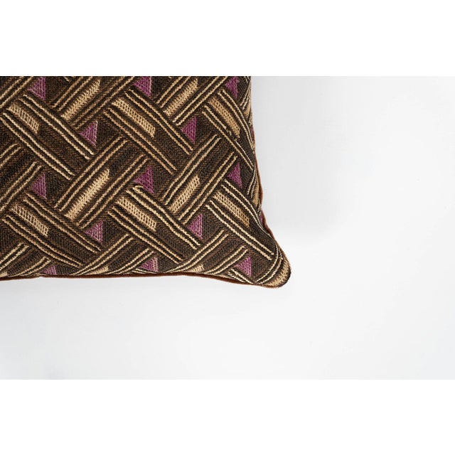 Pair of Custom Lumbar Cushions From Vintage African Kuba Cloth For Sale - Image 9 of 12