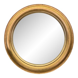 Large Round Hollywood Regency Mid 20th Century 60” Gilded Mirror For Sale