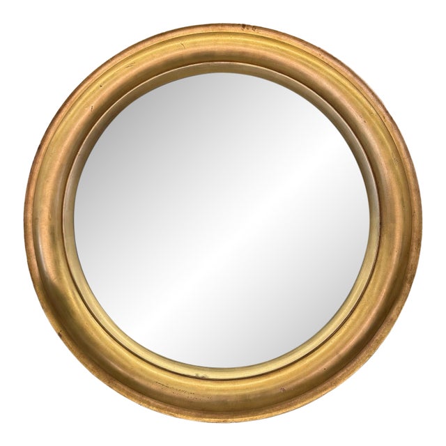 Large Round Hollywood Regency Mid 20th Century 60” Gilded Mirror For Sale