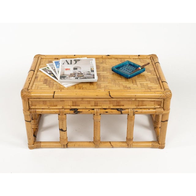 Mid-Century Bamboo and Rattan Coffee Table in the style of Vivai Del Sud, Italy, 1970s For Sale - Image 12 of 18