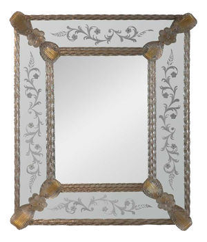 Vintage Venetian Clear and Gilt Glass Mirror, 1960s