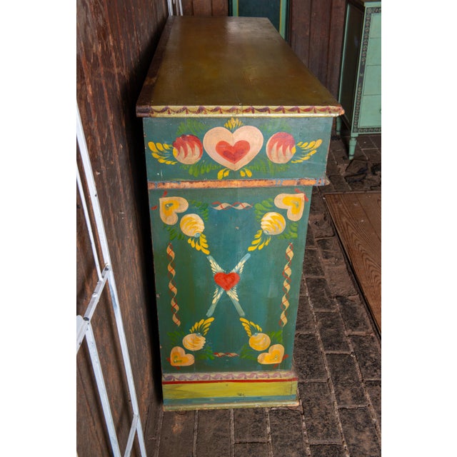 1940s Hand-Painted Folk Art Bar Cabinet by Peter Hunt in Green For Sale - Image 4 of 13