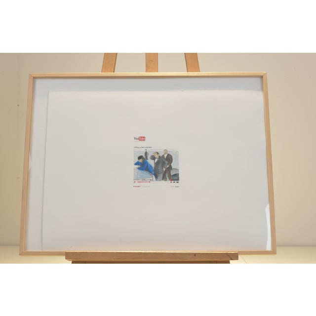 Italian Prime Minister on YouTube, Drawing on Vellum, Illegibly Signed, 2009 For Sale - Image 7 of 7