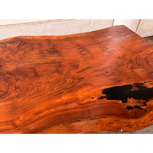 Live Edge Wood + Metal Dining Table For Sale - Image 4 of 12