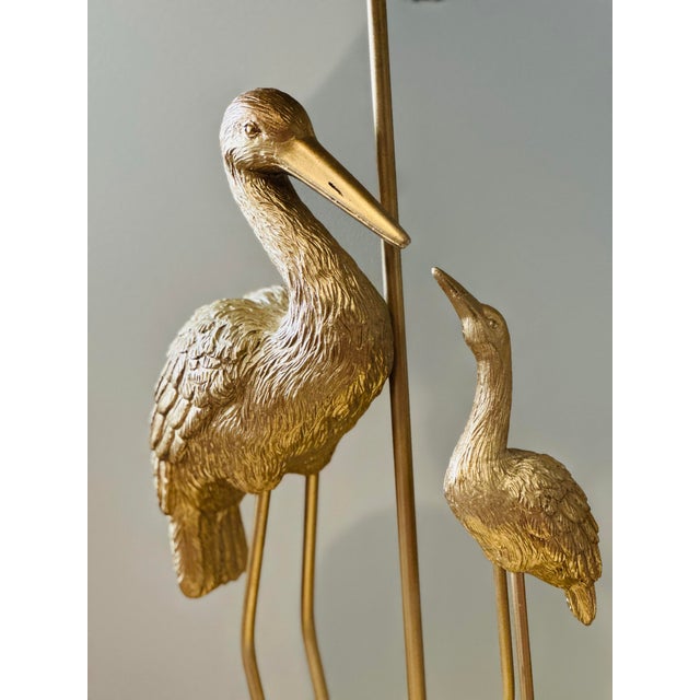 Gold Pair of Mid-Century Héron’s Table Lamps in the Style of Maison Bagués For Sale - Image 8 of 9