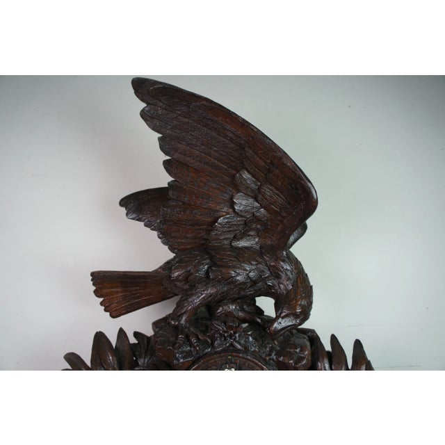 Antique German Black Forest Eagle Chamois Mantel Hunt Clock For Sale - Image 4 of 13