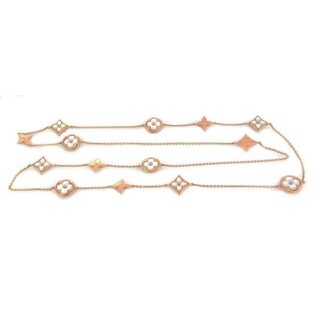 Mid 20th Century Mid 20th Century Louis Vuitton 18k Pink Gold Color Blossom Star Sun MOP Diamond Necklace Cert For Sale - Image 5 of 7