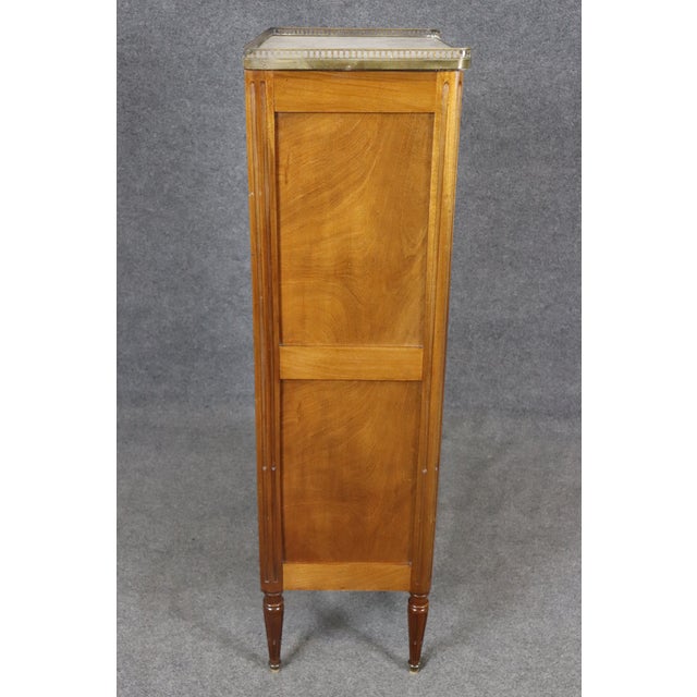 1940s French Louis XVI Style Bronze Mounted Marble Top Mahogany High Chest C. 1940's For Sale - Image 5 of 14